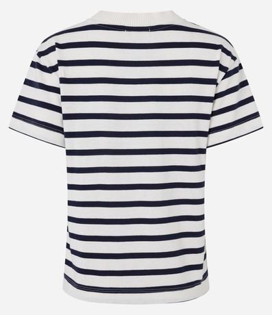 Remera Manga Corta en Algodón con Rayas Verticales y Cuello Redondo 2
