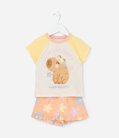 Pijama Corta Infantil Estampado de Carpincho - Talle 2 a 6 años