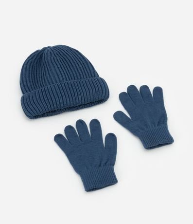 Conjunto Infantil de Gorro y Guante en Punto - Talle único