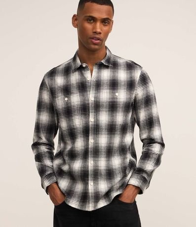 Camisa Comfort en Franela con Estampa de Cuadros