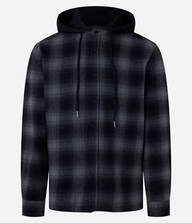 Camisa Comfort en Franela con Capucha Estampa de Cuadros 7