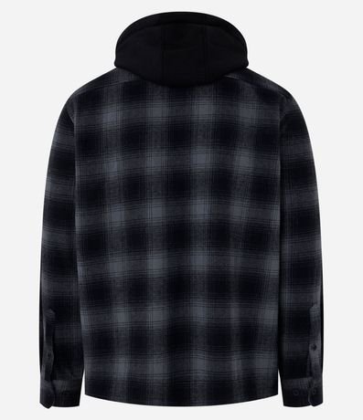 Camisa Comfort en Franela con Capucha Estampa de Cuadros 9