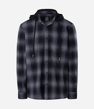 Camisa Comfort en Franela con Capucha Estampa de Cuadros 11
