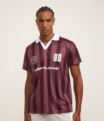 Remera Deportiva Fútbol con Tecnologia Dry y Cuello Polo en Rib