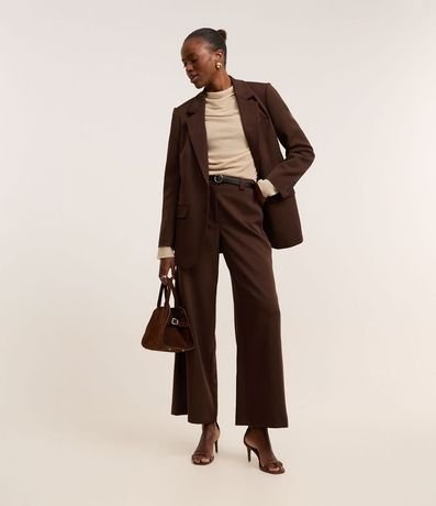 Pantalón Recto Sastrería con Cinturón de PU