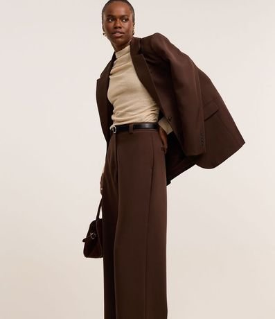 Pantalón Recto Sastrería con Cinturón de PU 5