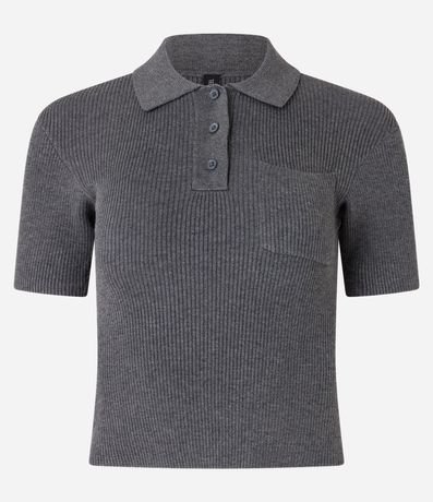 Blusa Polo en Punto Acanalado con Bolsillo en el Pecho 4