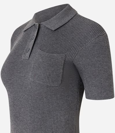 Blusa Polo en Punto Acanalado con Bolsillo en el Pecho 5