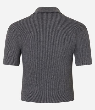 Blusa Polo en Punto Acanalado con Bolsillo en el Pecho 6