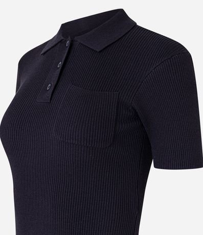 Blusa Polo en Punto Acanalado con Bolsillo en el Pecho 2