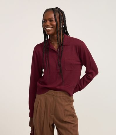 Blusa en Punto con Abotonado y Pequeño Bolsillo Solo