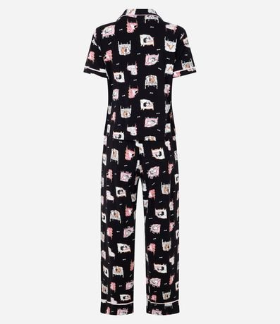 Pijama Americano Largo en Viscosa con Estampa de Mascotas 7