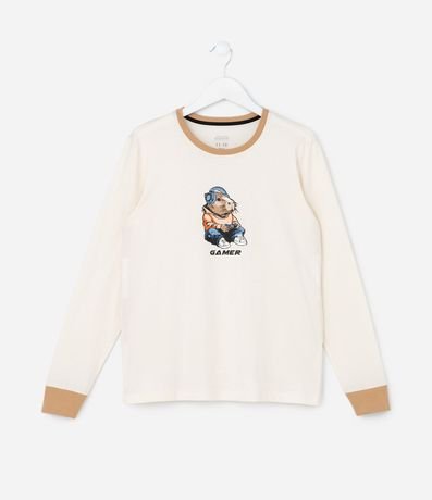 Pijama Largo Infantil con Estampa Capivara Gamer - Talle 5 a 14 años 2