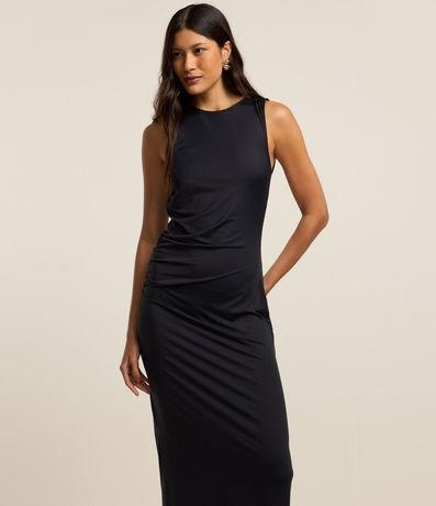 Vestido Largo en Microfibra con Fruncido Lateral 2