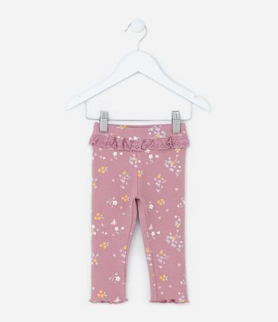 Pantalón Legging Infantil con Volado Borederie - Talle 0 a 18 meses