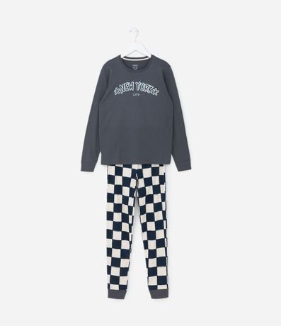 Pijama Largo Infantil en Algodón con Estampa New York City - Talle 7 al 16 años