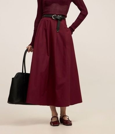 Pollera Sportcore Evasé Midi en Tricolina con Pliegues 4