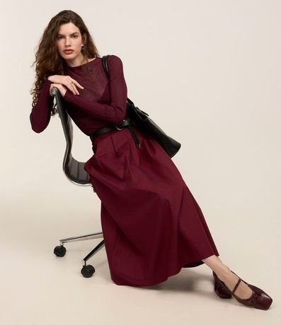 Pollera Sportcore Evasé Midi en Tricolina con Pliegues 5