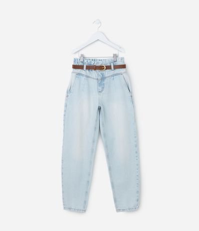 Pantalón Clochard Infantil en Jeans con Cinturón - Talle 5 a 14 años