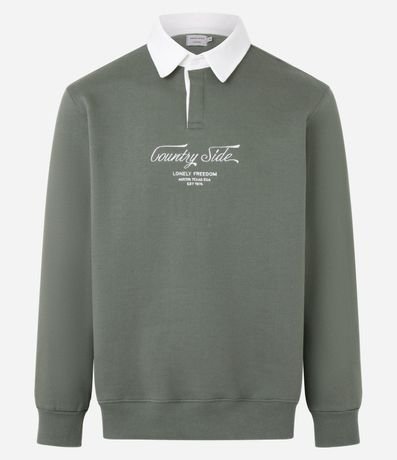 Algodón en Algodón con Cuello Polo y Lettering Bordado 7