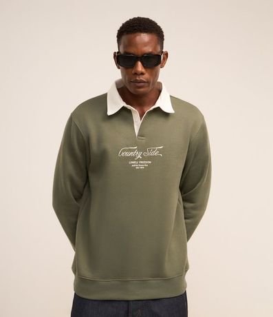 Algodón en Algodón con Cuello Polo y Lettering Bordado