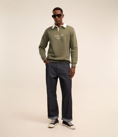 Algodón en Algodón con Cuello Polo y Lettering Bordado 2