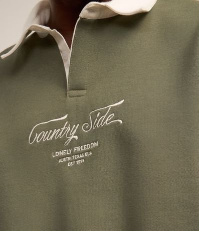 Algodón en Algodón con Cuello Polo y Lettering Bordado 4