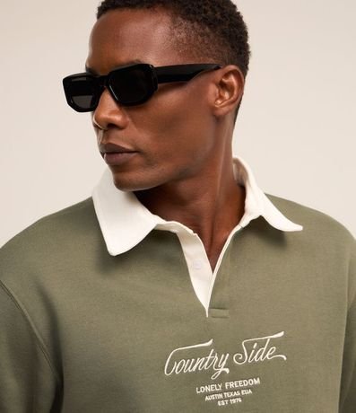 Algodón en Algodón con Cuello Polo y Lettering Bordado 5