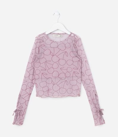 Blusa Infantil con Superposición y Moñas en las Mangas - Talle 5 a 14 años