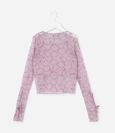 Blusa Infantil con Superposición y Moñas en las Mangas - Talle 5 a 14 años 2