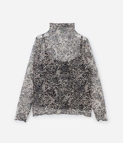 Blusa en Tul Animal Print con Bordes Ondulaos Curve & Plus Size 4