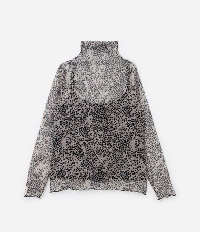 Blusa en Tul Animal Print con Bordes Ondulaos Curve & Plus Size 5