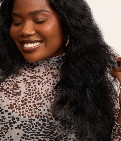 Blusa en Tul Animal Print con Bordes Ondulaos Curve & Plus Size 3