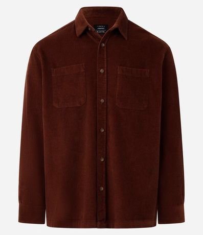 Camisa Regular en Algodón con Textura Cotelê y Bolsos 4