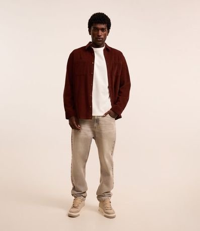 Camisa Regular en Algodón con Textura Cotelê y Bolsos 2
