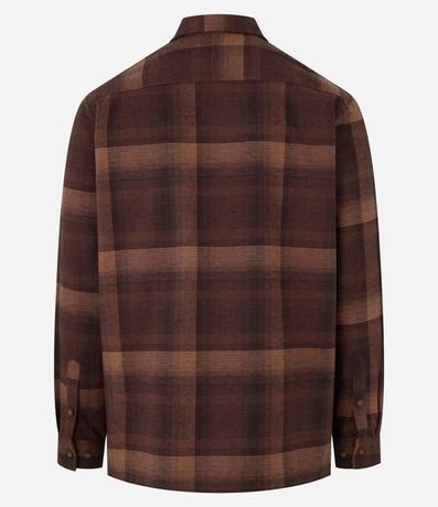 Camisa Regular en Algodón de Cuadros con Bolsillo y Manga Larga 5