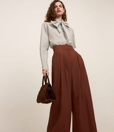 Pantalón Sastrería Wide Leg Cintura Alta con Pliegues 2