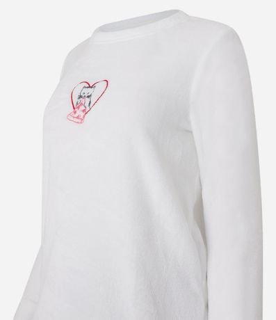 Pijama Largo en Fleece con Bordado de Gatito y Pizza 5