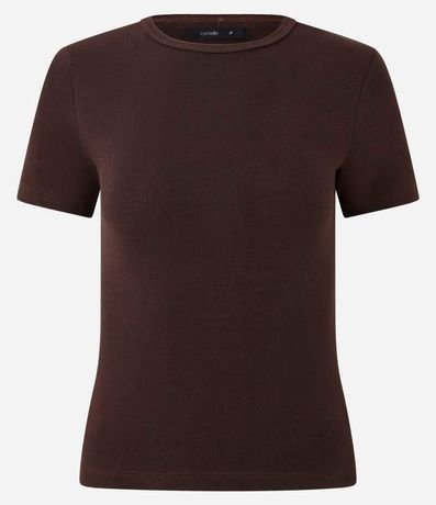 Blusa Básica Ajustada en Rib con Cuello Redondo 6