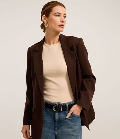 Blusa Básica Ajustada en Rib con Cuello Redondo 4