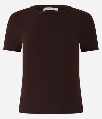 Blusa Básica Ajustada en Rib con Cuello Redondo 6