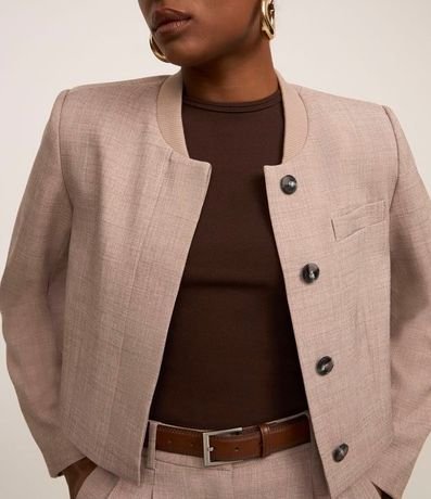 Blusa Básica Ajustada en Rib con Cuello Redondo 4