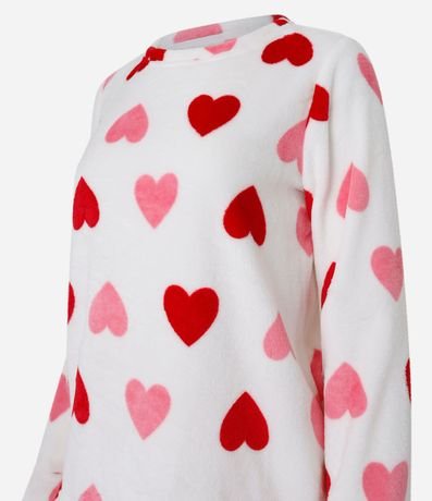 Pijama Largo en Fleece Estampado de Corazón 6