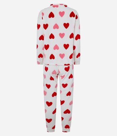 Pijama Largo en Fleece Estampado de Corazón 7