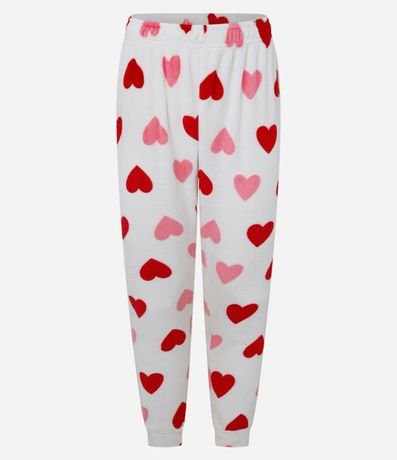 Pijama Largo en Fleece Estampado de Corazón 8