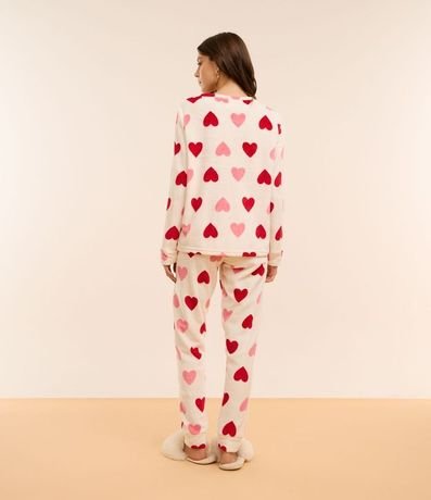 Pijama Largo en Fleece Estampado de Corazón 2