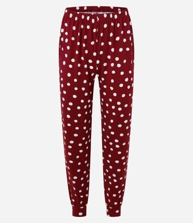 Pijama Largo en Rib con Pantalón de Lunares 6