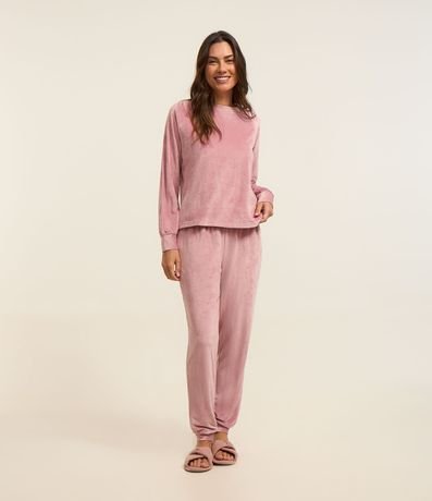 Pijama Largo en Plush con Puños Ajustados