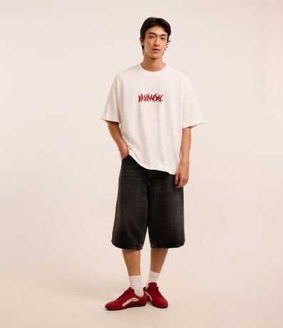 Remera Overboxy en Malla con Estampa de Esqueleto 3