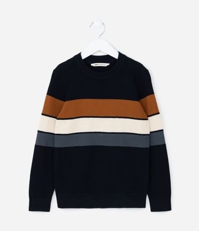 Suéter Infantil Texturizado con Estampa Rayada - Talle 5 a 14 años